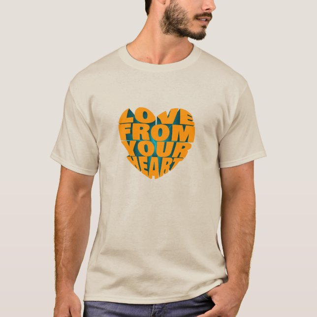 T-shirt Belle conception de texte 3D amour de votre coeur (Devant)