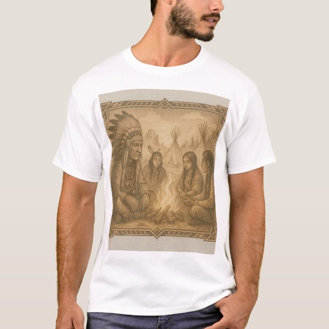 T-shirt Belle conception graphique de style occidental. (Devant)