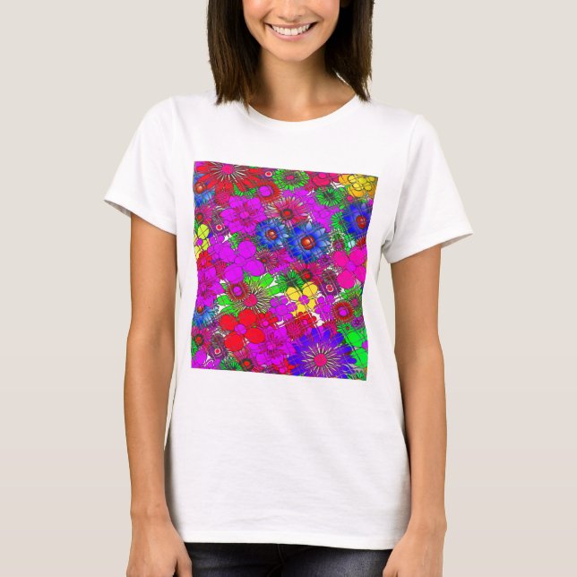 T-shirt Belle couleur Extraordinaire motif floral design (Devant)