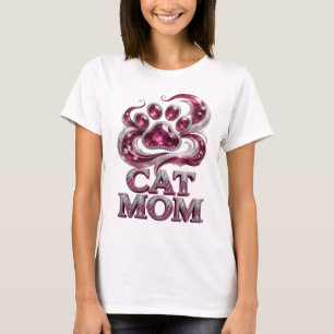 T-shirt Belle création de texte 3D CAT MOM rose