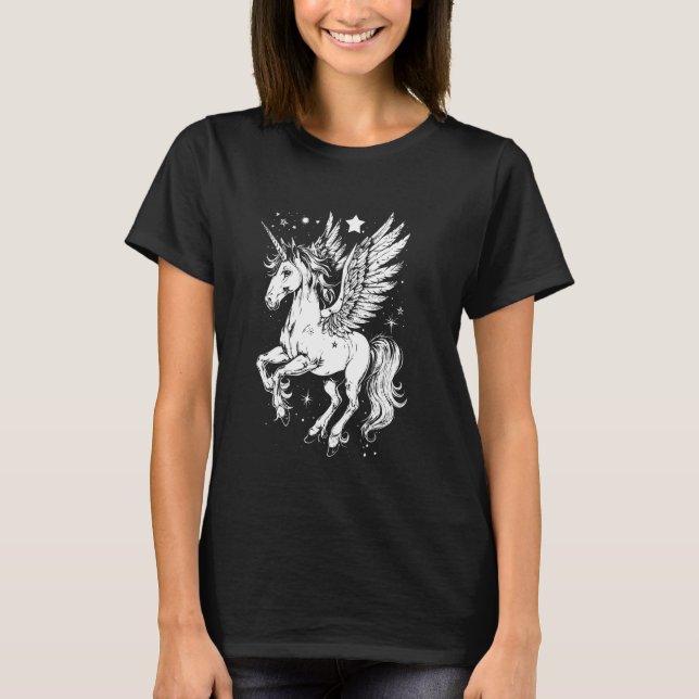 T-shirt Belle Créature Grecque Mythique Cheval Pégase Ailé (Devant)