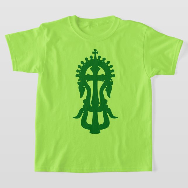 T-shirt Belle croix orthodoxe éthiopienne en couleur verte (Poser)