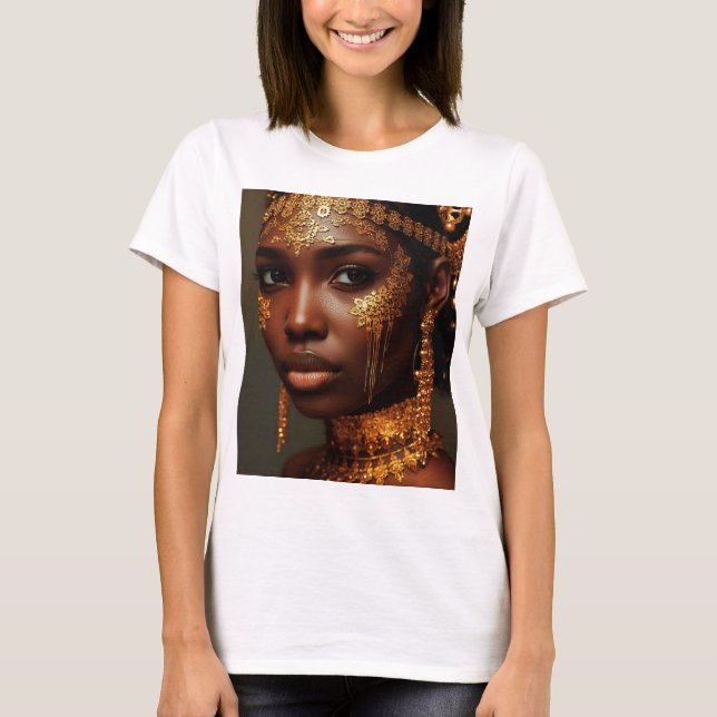 T-shirt Belle Déesse Nubienne en Or (Devant)