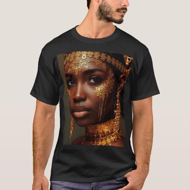 T-shirt Belle déesse nubienne en or (Devant)