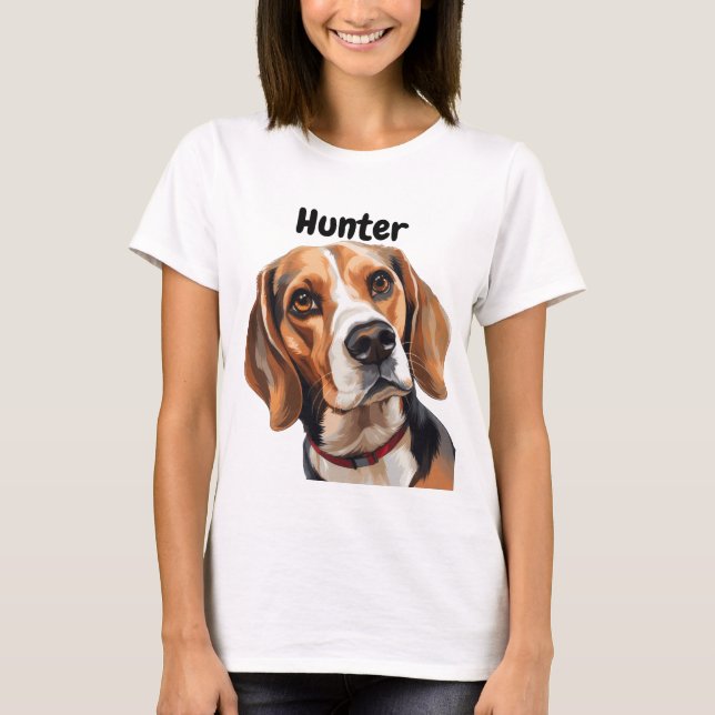 T-SHIRT BELLE FACE DE CHIEN BEAGLE TRI-COULEUR (Devant)