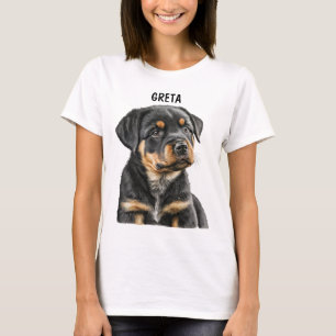 T-SHIRT BELLE FACE DE CHIEN ROTTWEILER NOIR & TAN