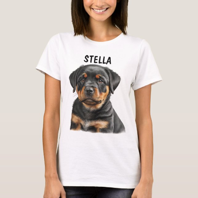 T-SHIRT BELLE FACE DE CHIEN ROTTWEILER NOIR & TAN (Devant)