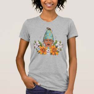 T-shirt Belle femme africaine avec des fleurs
