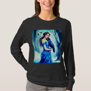 T-shirt Belle Femme au corbeau, dans une forêt de neige
