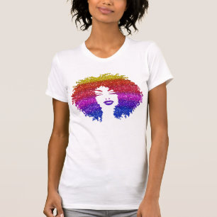 T-shirt Belle Femme   Coiffure naturelle Afro   Arc en cie