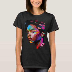 T-shirt Belle femme noire colorée peignant African Me