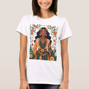 T-shirt Belle Fille Aux Tons Terrestres
