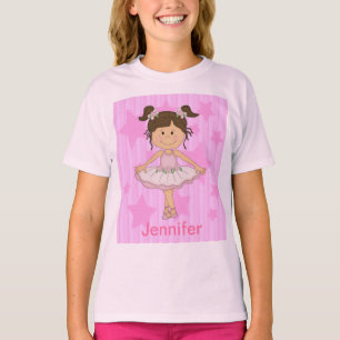 T-shirt Belle fille de ballet rose sur les étoiles et rayu