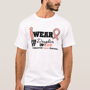 T-shirt Belle-fille de ruban de pêche de cancer du corps