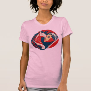 T-shirt Belle fille embrassant son cheval de poney