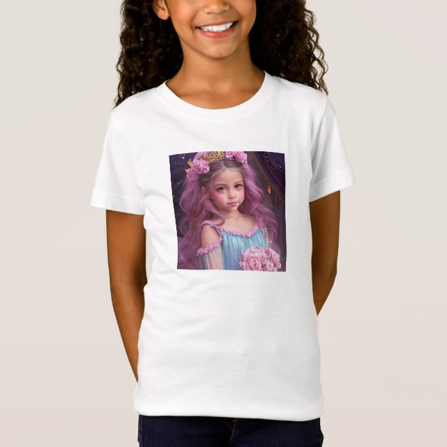 T-Shirt Belle fille personnalisée avec des fleurs roses (Devant)
