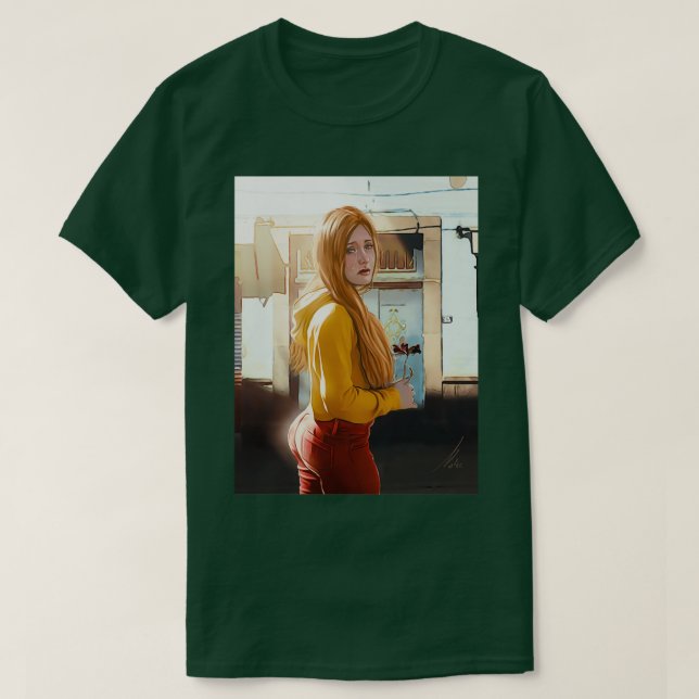 T-shirt belle fille triste bande dessinée (Design devant)