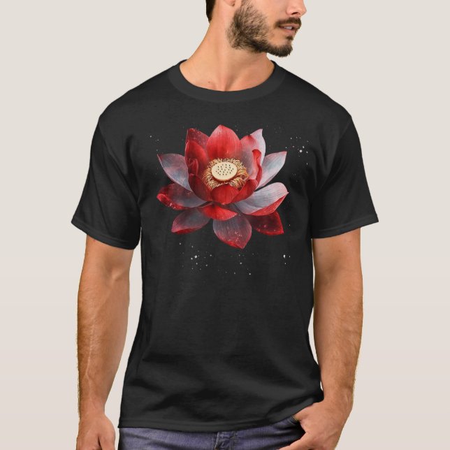 T-shirt Belle fleur de lotus rouge et blanc épreckels blo (Devant)
