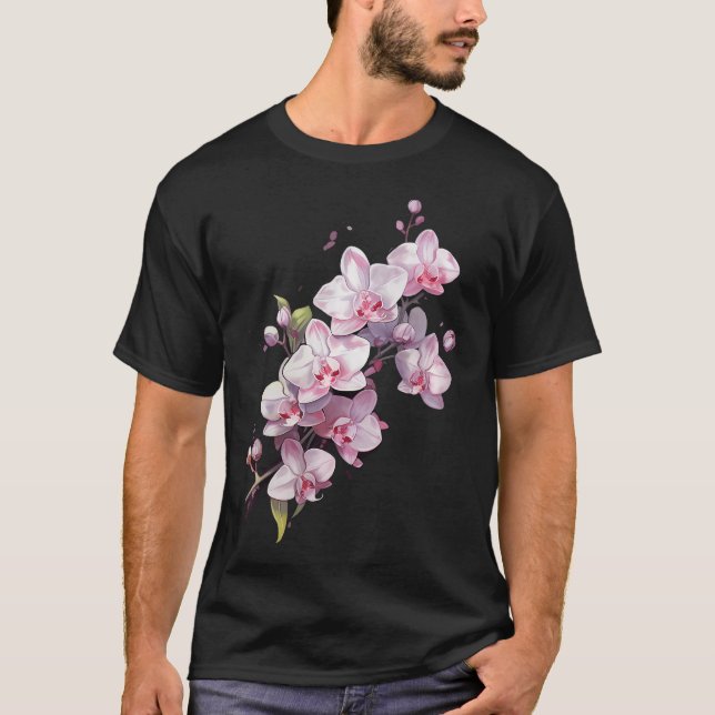 T-shirt Belle Fleur D'Orchidée Sur Floral (Devant)