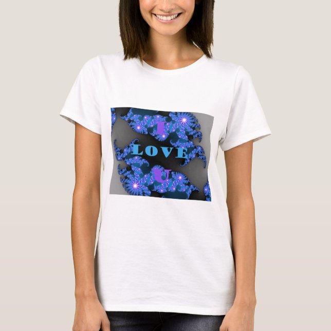 T-shirt Belle Galactique Blue Love Texte Motif Design, (Devant)