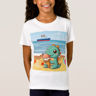 T-Shirt Belle glace manger dino à la plage