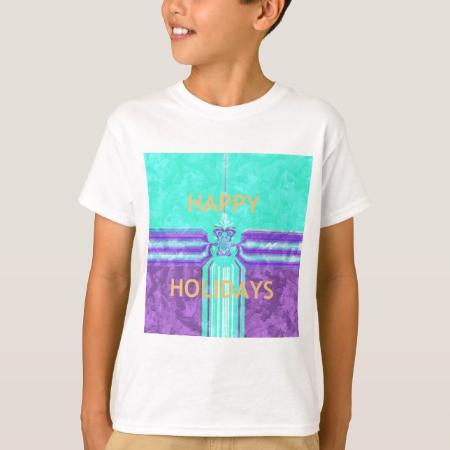T-shirt Belle Happy Holidays Blue Cyan conception vectorie (Devant)