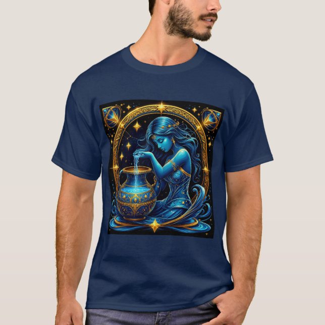 T-shirt Belle illustration numérique du signe du Verseau (Devant)