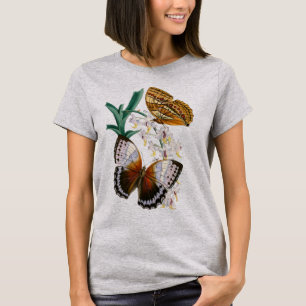 T-shirt Belle illustration Vintage de papillon floral