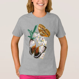 T-shirt Belle illustration Vintage de papillon floral