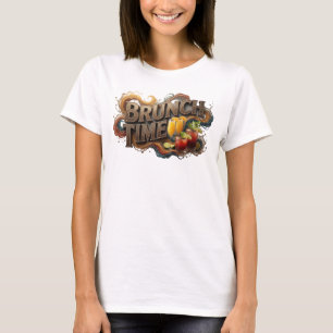 T-shirt Belle impression de l'heure du BRUNCH en orange