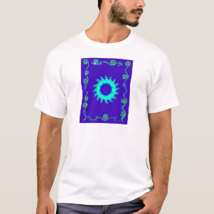 T-shirt Belle Iridescente Blue Floral Art peinture à l'hui