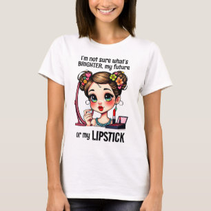 T-shirt Belle jeune fille Lepstick maquillage Fleur coloré