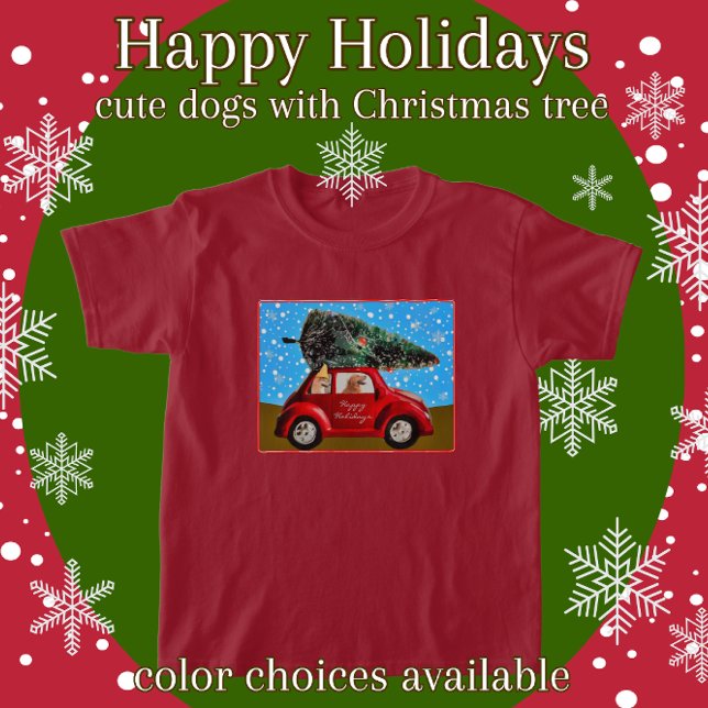 T-shirt Belle Joyeuse Vacances Chiens avec Arbre de Noël V (Créateur téléchargé)