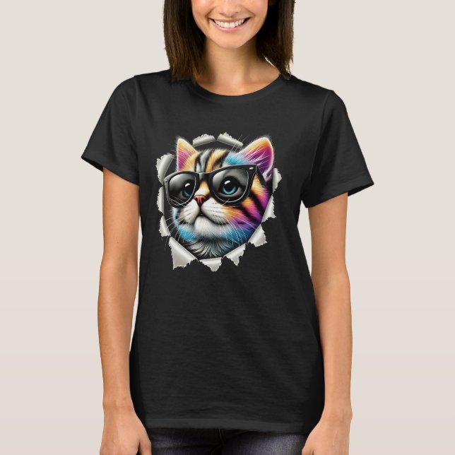 T-shirt Belle Kitten Cracké Mur enchanté (Devant)