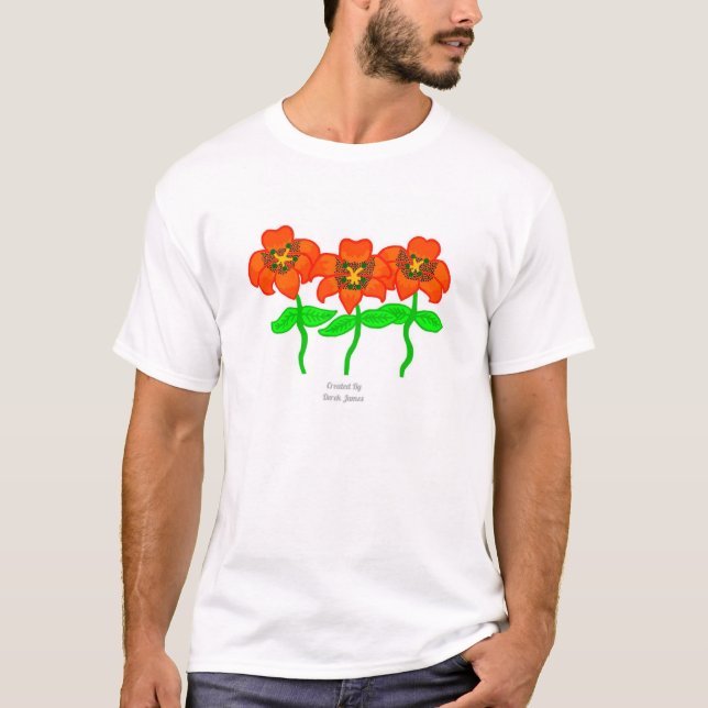 T-shirt Belle Lys Tiger Hommes Blanc Basic T Chemise (Devant)