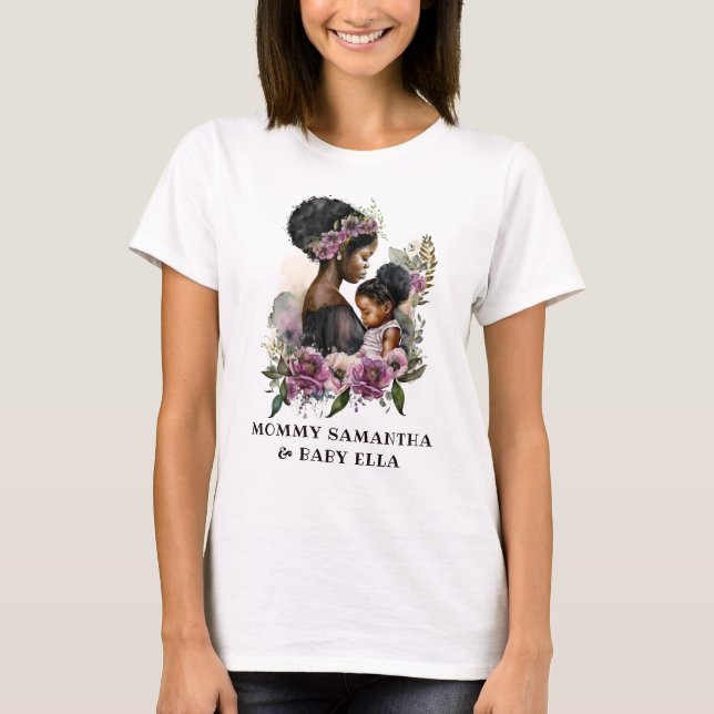 T-shirt Belle maman et fille noire (Devant)