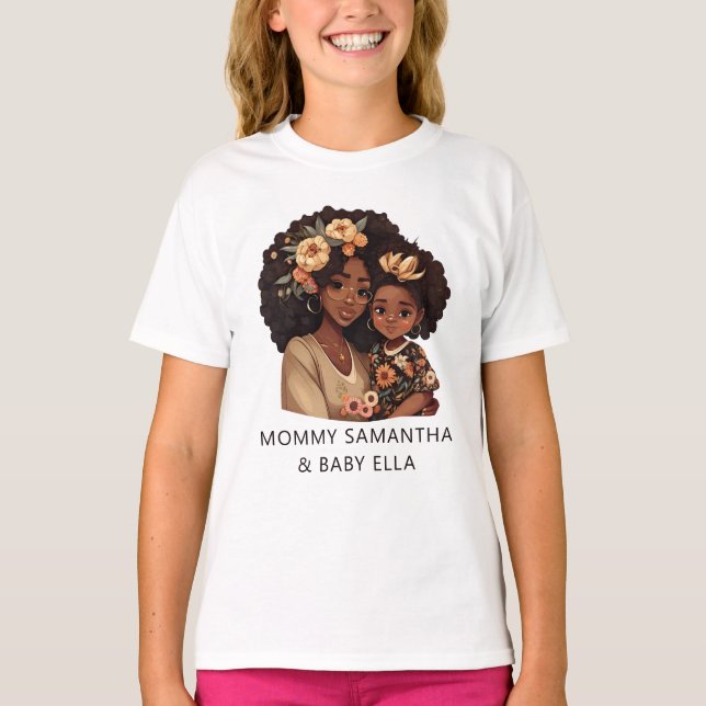 T-shirt Belle maman et fille noire (10) (Devant)