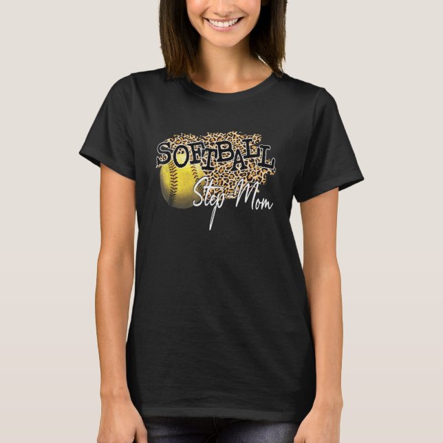 T-shirt Belle-mère de softball léopard  Belle-mère de soft (Devant)