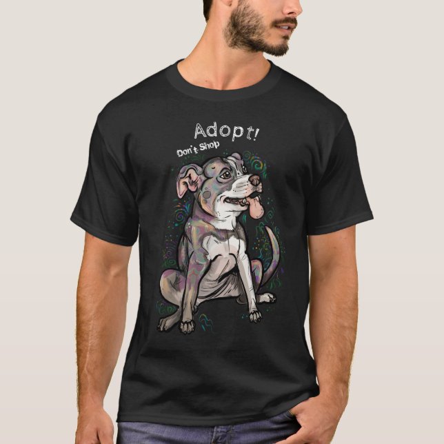 T-shirt Belle Pit Bull "Adoptez !, ne faites pas de shoppi (Devant)