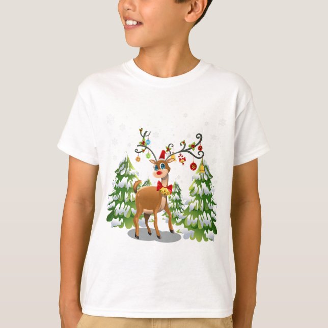 T-shirt Belle renne dans la neige (Devant)