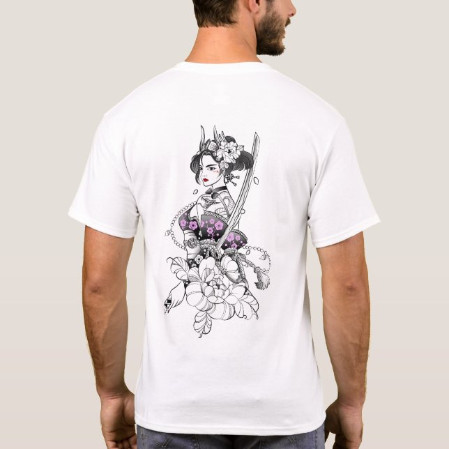 T-shirt "Belle Samurai Geisha avec Katana" (Dos)