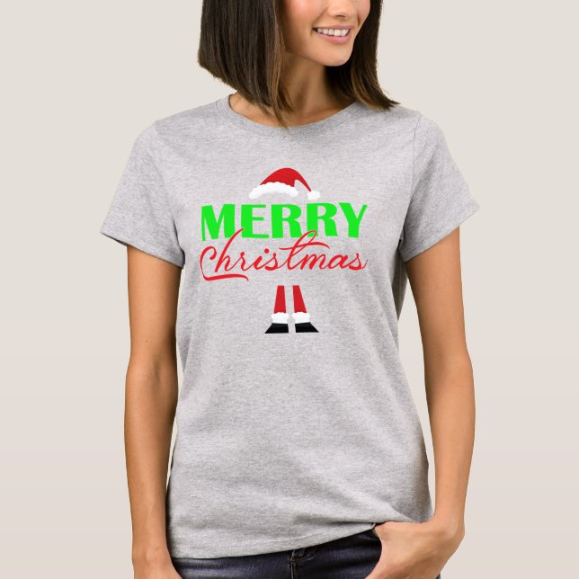 T-shirt Belle Santa Hat et Jambes Joyeux Noël (Devant)