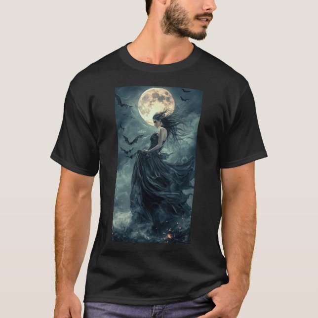 T-shirt Belle Sorcière Imaginaire gothique Vampire Lune 1 (Devant)