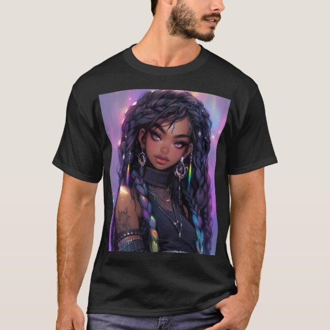 T-shirt Belle Stylish Braided Hair Anime Girl (Devant)