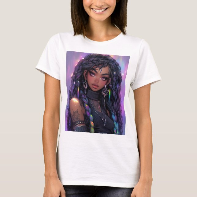 T-shirt Belle Stylish Braided Hair Anime Girl (Devant)