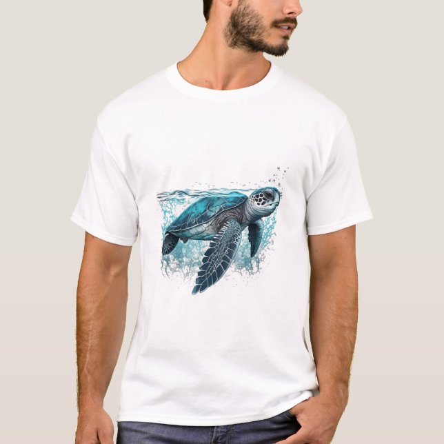 T-shirt Belle Tortue De Mer Dans L'Eau (Devant)