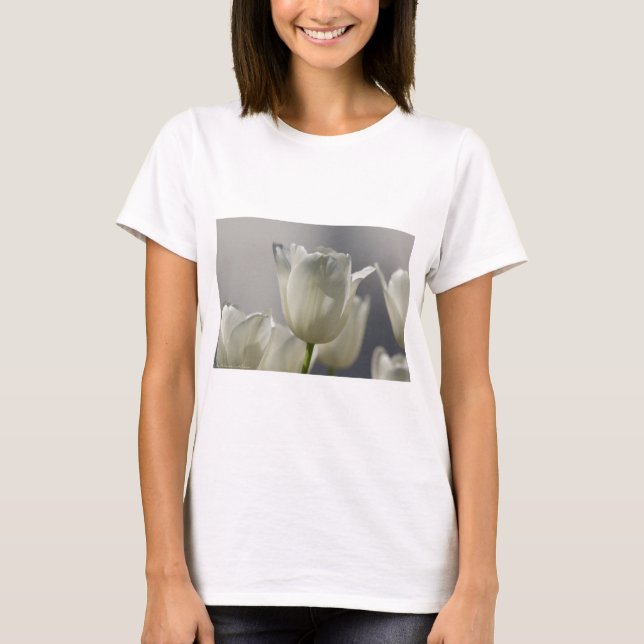 T-shirt Belle Tulipe de printemps blanche (Devant)