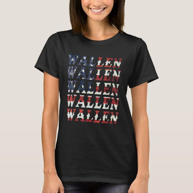 T-shirt Belle Wallen American Drapeau Rouge Blanc Bleu Mer (Devant)