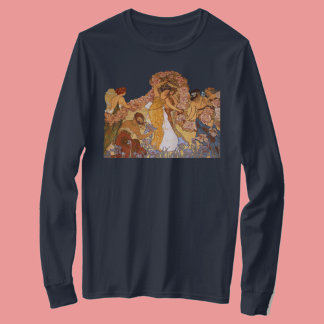 T-shirt Belles femmes Art Nouveau avec Irises et Rose