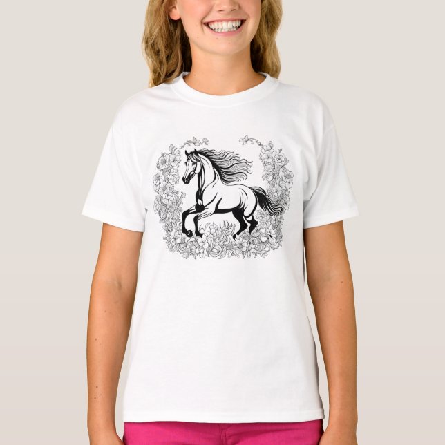 T-shirt Belles Fleurs & Cheval Peindre une (Devant)